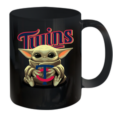 Baby Yoda Hugs Loves The Minnesota Twins Baseball Ceramic Mug 11oz Ceramic Mug 11oz - VeigarTee