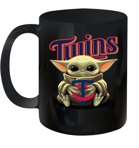 Baby Yoda Hugs Loves The Minnesota Twins Baseball Ceramic Mug 11oz Ceramic Mug 11oz / Black / 11oz Ceramic Mug 11oz - VeigarTee