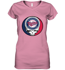 Minnesota Twins Grateful Dead Steal Your Face Baseball Womens V-Neck T-Shirt Womens V-Neck T-Shirt - VeigarTee