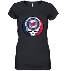 Minnesota Twins Grateful Dead Steal Your Face Baseball Womens V-Neck T-Shirt Womens V-Neck T-Shirt - VeigarTee