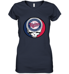 Minnesota Twins Grateful Dead Steal Your Face Baseball Womens V-Neck T-Shirt Womens V-Neck T-Shirt - VeigarTee