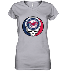 Minnesota Twins Grateful Dead Steal Your Face Baseball Womens V-Neck T-Shirt Womens V-Neck T-Shirt - VeigarTee