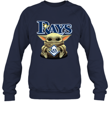 Baby Yoda Hugs Loves The Tampa Bay Rays Baseball Adult Sweatshirt Adult Sweatshirt - VeigarTee