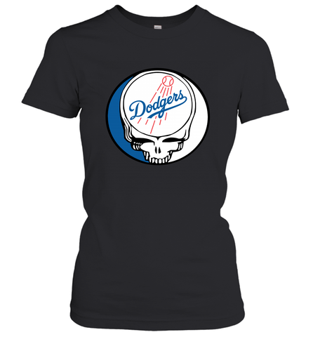 Los Angeles Dodgers Grateful Dead Steal Your Face Baseball Womens T-Shirt Womens T-Shirt / Black / XS Womens T-Shirt - VeigarTee