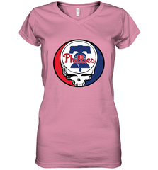 Philadelphia Phillies Grateful Dead Steal Your Face Baseball Womens V-Neck T-Shirt Womens V-Neck T-Shirt - VeigarTee
