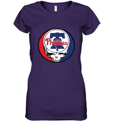 Philadelphia Phillies Grateful Dead Steal Your Face Baseball Womens V-Neck T-Shirt Womens V-Neck T-Shirt - VeigarTee