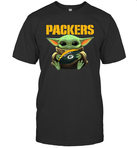 Baby Yoda Loves The Green Bay Packers Star Wars Baby Yoda Hugs Packers NFL Mens T-Shirt Mens T-Shirt / Black / S Mens T-Shirt - VeigarTee