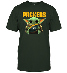 Baby Yoda Loves The Green Bay Packers Star Wars Baby Yoda Hugs Packers NFL Mens T-Shirt Mens T-Shirt - VeigarTee