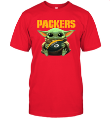 Baby Yoda Loves The Green Bay Packers Star Wars Baby Yoda Hugs Packers NFL Mens T-Shirt Mens T-Shirt - VeigarTee