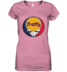 Atlanta Braves Grateful Dead Steal Your Face Baseball Womens V-Neck T-Shirt Womens V-Neck T-Shirt - VeigarTee