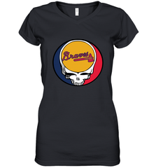 Atlanta Braves Grateful Dead Steal Your Face Baseball Womens V-Neck T-Shirt Womens V-Neck T-Shirt - VeigarTee