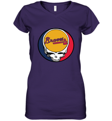 Atlanta Braves Grateful Dead Steal Your Face Baseball Womens V-Neck T-Shirt Womens V-Neck T-Shirt - VeigarTee