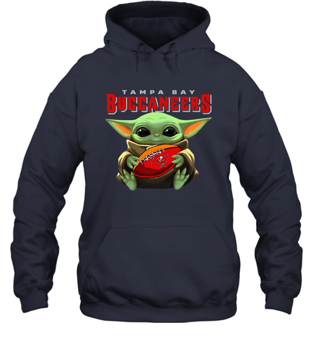 Baby Yoda Loves The Tampa Bay Buccaneers Star Wars Baby Yoda Hugs Buccaneers NFL Adult Hoodie Sweatshirt