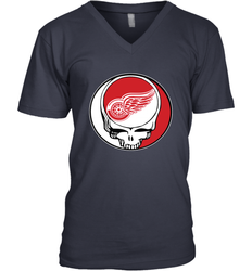 Detroit Red Wings Grateful Dead Steal Your Face Hockey NHL Mens V-Neck T-Shirt