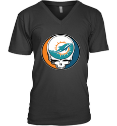 Miami Dolphins Grateful Dead Steal Your Face NFL Football Mens V-Neck T-Shirt