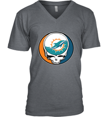Miami Dolphins Grateful Dead Steal Your Face NFL Football Mens V-Neck T-Shirt Mens V-Neck T-Shirt - VeigarTee