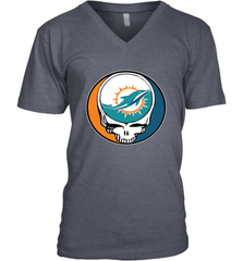 Miami Dolphins Grateful Dead Steal Your Face NFL Football Mens V-Neck T-Shirt Mens V-Neck T-Shirt - VeigarTee