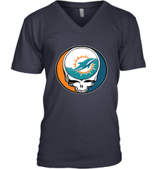 Miami Dolphins Grateful Dead Steal Your Face NFL Football Mens V-Neck T-Shirt Mens V-Neck T-Shirt - VeigarTee