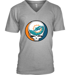 Miami Dolphins Grateful Dead Steal Your Face NFL Football Mens V-Neck T-Shirt Mens V-Neck T-Shirt - VeigarTee