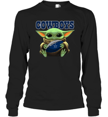 Baby Yoda Loves The Dallas Cowboys Star Wars Baby Yoda Hugs Cowboys NFL Adult Long Sleeve T-Shirt Adult Long Sleeve T-Shirt - VeigarTee