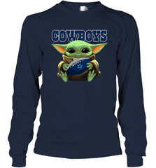 Baby Yoda Loves The Dallas Cowboys Star Wars Baby Yoda Hugs Cowboys NFL Adult Long Sleeve T-Shirt Adult Long Sleeve T-Shirt - VeigarTee