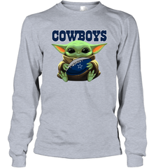 Baby Yoda Loves The Dallas Cowboys Star Wars Baby Yoda Hugs Cowboys NFL Adult Long Sleeve T-Shirt Adult Long Sleeve T-Shirt - VeigarTee