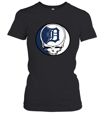 Detroit Tigers Grateful Dead Steal Your Face Baseball Womens T-Shirt Womens T-Shirt / Black / XS Womens T-Shirt - VeigarTee