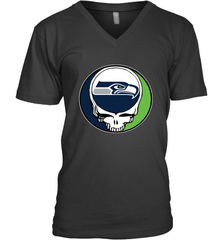 Seattle Seahawks Grateful Dead Steal Your Face NFL Football Mens V-Neck T-Shirt Mens V-Neck T-Shirt - VeigarTee