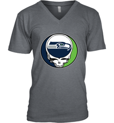 Seattle Seahawks Grateful Dead Steal Your Face NFL Football Mens V-Neck T-Shirt Mens V-Neck T-Shirt - VeigarTee