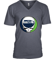 Seattle Seahawks Grateful Dead Steal Your Face NFL Football Mens V-Neck T-Shirt Mens V-Neck T-Shirt - VeigarTee
