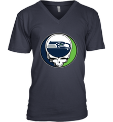 Seattle Seahawks Grateful Dead Steal Your Face NFL Football Mens V-Neck T-Shirt Mens V-Neck T-Shirt - VeigarTee