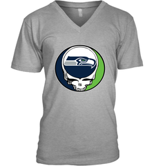 Seattle Seahawks Grateful Dead Steal Your Face NFL Football Mens V-Neck T-Shirt Mens V-Neck T-Shirt - VeigarTee