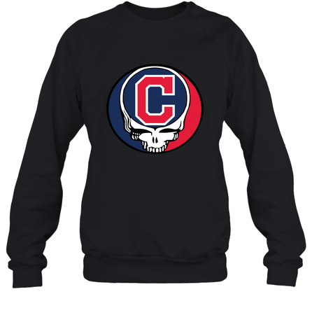 Cleveland Indians Grateful Dead Steal Your Face Baseball Adult Sweatshirt Adult Sweatshirt / Black / S Adult Sweatshirt - VeigarTee