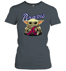 Baby Yoda Hugs Loves The Atlanta Braves Baseball Womens T-Shirt Womens T-Shirt - VeigarTee