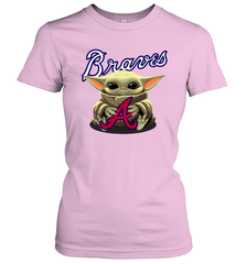 Baby Yoda Hugs Loves The Atlanta Braves Baseball Womens T-Shirt Womens T-Shirt - VeigarTee