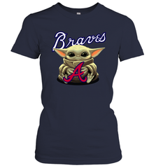 Baby Yoda Hugs Loves The Atlanta Braves Baseball Womens T-Shirt Womens T-Shirt - VeigarTee