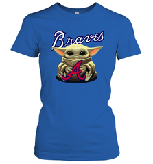 Baby Yoda Hugs Loves The Atlanta Braves Baseball Womens T-Shirt Womens T-Shirt - VeigarTee