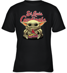Baby Yoda Hugs Loves The St Louis Cardinals Baseball Youth T-Shirt