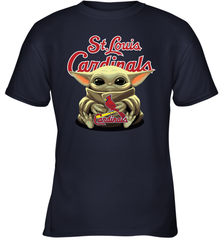 Baby Yoda Hugs Loves The St Louis Cardinals Baseball Youth T-Shirt Youth T-Shirt - VeigarTee
