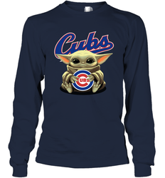 Baby Yoda Hugs Loves The Chicago Cubs Baseball Adult Long Sleeve T-Shirt