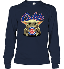Baby Yoda Hugs Loves The Chicago Cubs Baseball Adult Long Sleeve T-Shirt Adult Long Sleeve T-Shirt - VeigarTee