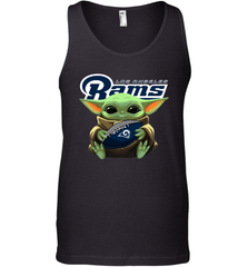 Baby Yoda Loves The Los Angeles Rams Star Wars Baby Yoda Hugs Rams NFL Mens Tank Top Mens Tank Top - VeigarTee