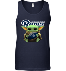 Baby Yoda Loves The Los Angeles Rams Star Wars Baby Yoda Hugs Rams NFL Mens Tank Top Mens Tank Top - VeigarTee