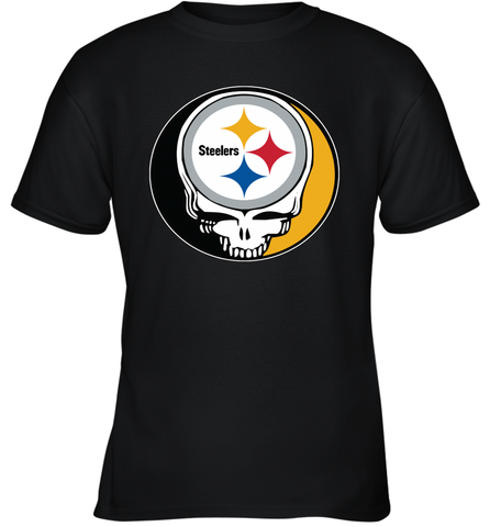 Pittsburgh Steelers Grateful Dead Steal Your Face NFL Football Youth T-Shirt Youth T-Shirt / Black / XS Youth T-Shirt - VeigarTee
