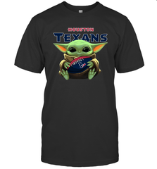 Baby Yoda Loves The Houston Texans Star Wars Baby Yoda Hugs Texans NFL Mens T-Shirt Mens T-Shirt - VeigarTee