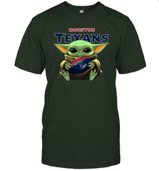 Baby Yoda Loves The Houston Texans Star Wars Baby Yoda Hugs Texans NFL Mens T-Shirt Mens T-Shirt - VeigarTee