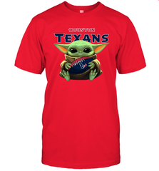 Baby Yoda Loves The Houston Texans Star Wars Baby Yoda Hugs Texans NFL Mens T-Shirt Mens T-Shirt - VeigarTee