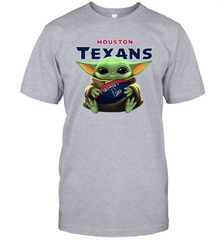 Baby Yoda Loves The Houston Texans Star Wars Baby Yoda Hugs Texans NFL Mens T-Shirt Mens T-Shirt - VeigarTee