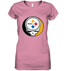 Pittsburgh Steelers Grateful Dead Steal Your Face NFL Football Womens V-Neck T-Shirt Womens V-Neck T-Shirt - VeigarTee