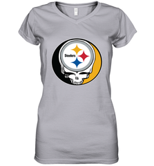 Pittsburgh Steelers Grateful Dead Steal Your Face NFL Football Womens V-Neck T-Shirt Womens V-Neck T-Shirt - VeigarTee